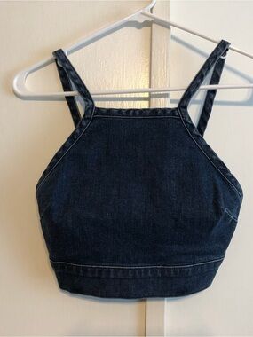 Show Me Your MuMu Dark Denim Fawcett Crop Top - xs
